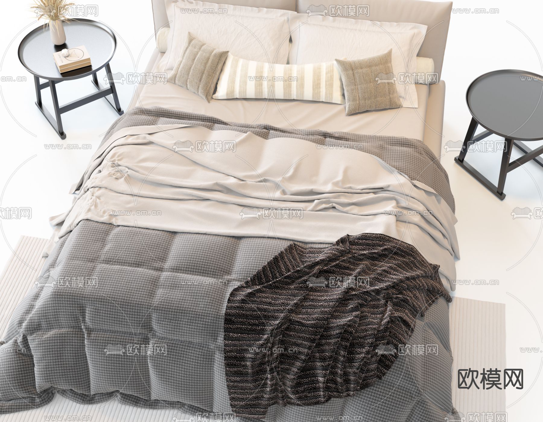 意大利 Meridiani Scott 双人床3d模型下载（渲染图3）