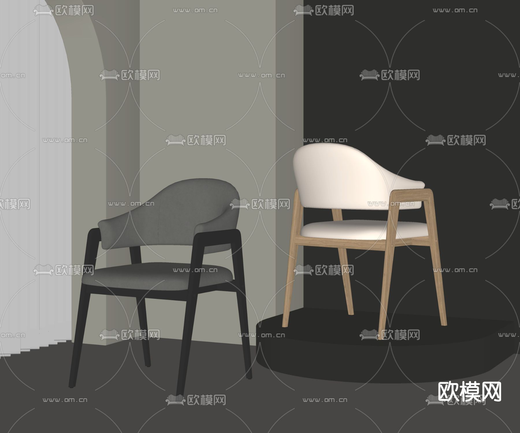 单椅子 餐椅su模型下载（渲染图2）