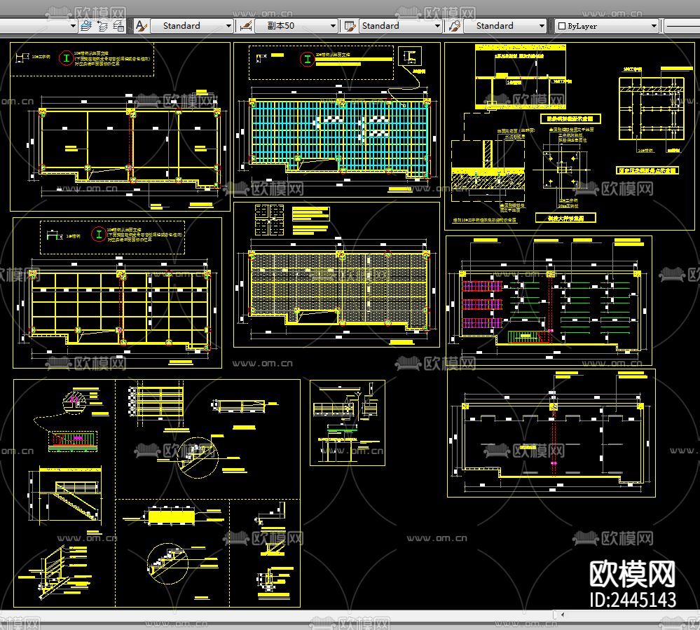 钢架阁楼层CAD施工图下载（渲染图1）