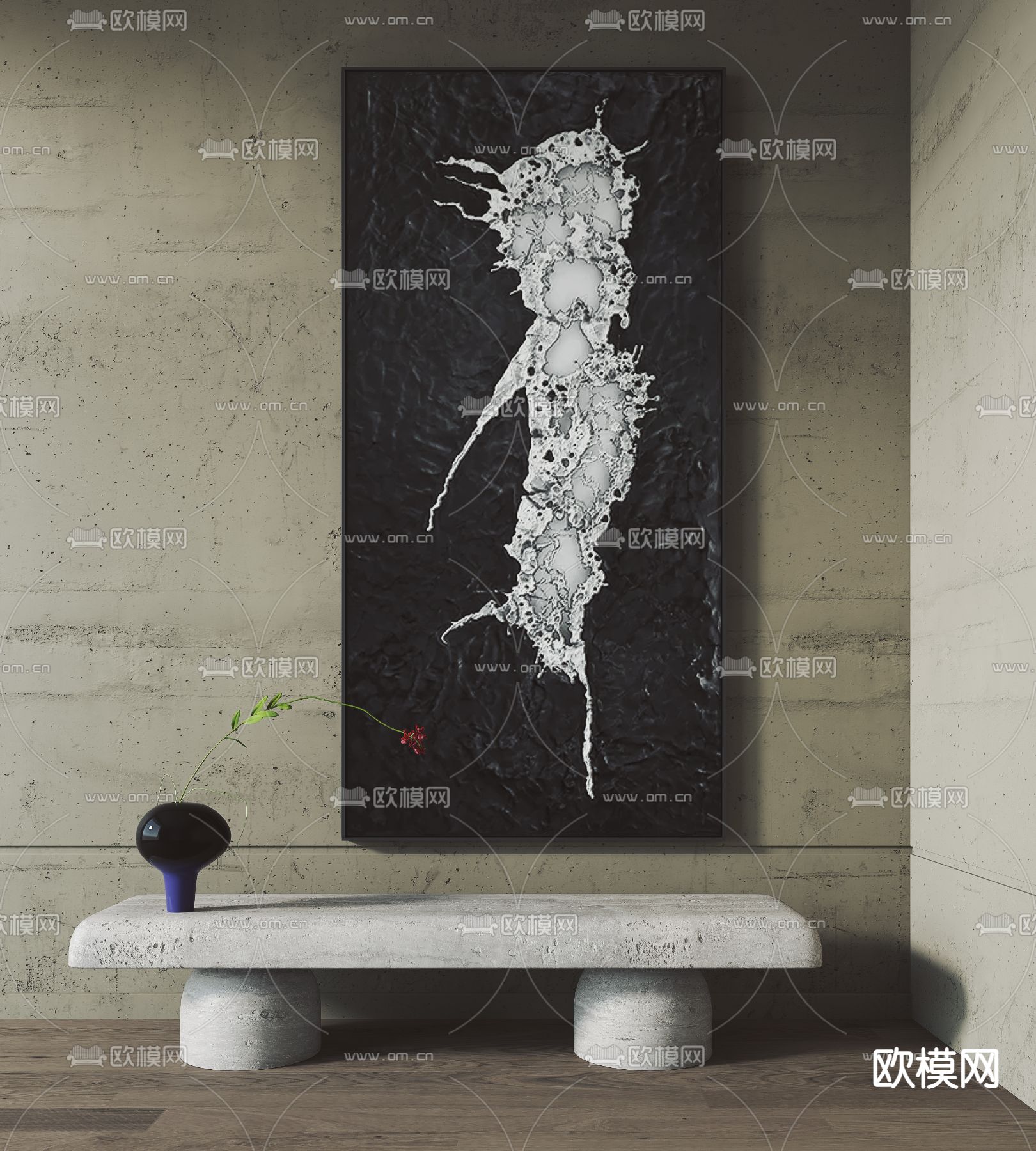 侘寂风黑白挂画 装饰画3d模型下载_ID12272659_3dmax免费模型-欧模网