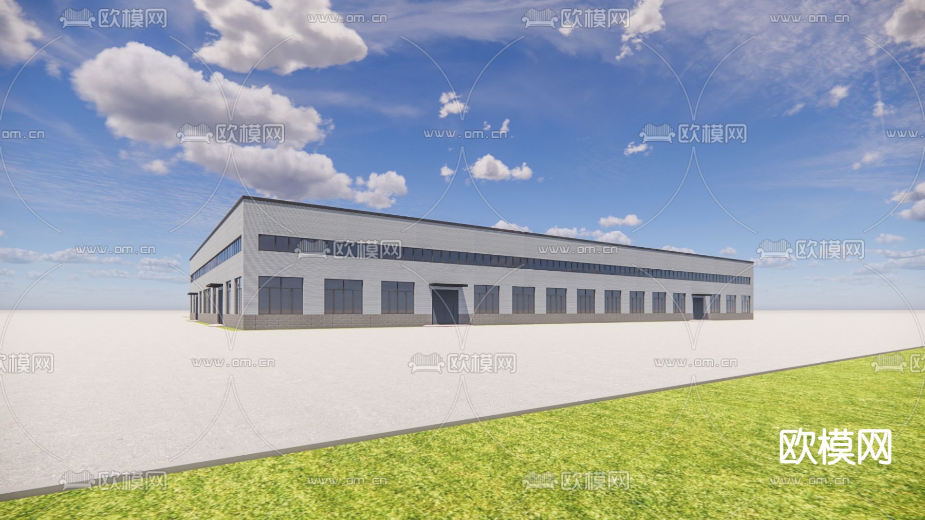 工业风厂房外观su模型下载（渲染图2）