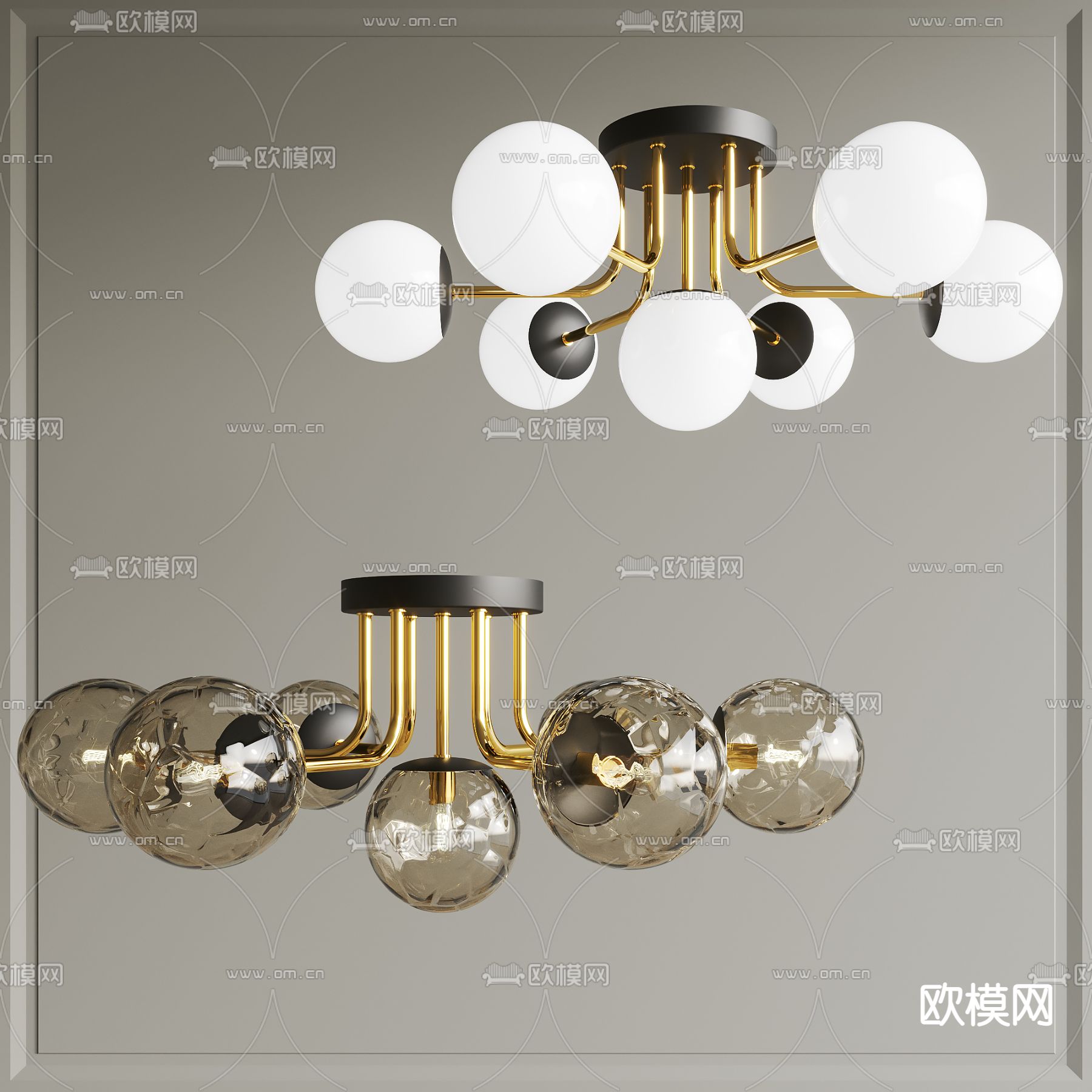 Aployt 多头吊灯su模型下载（渲染图1）