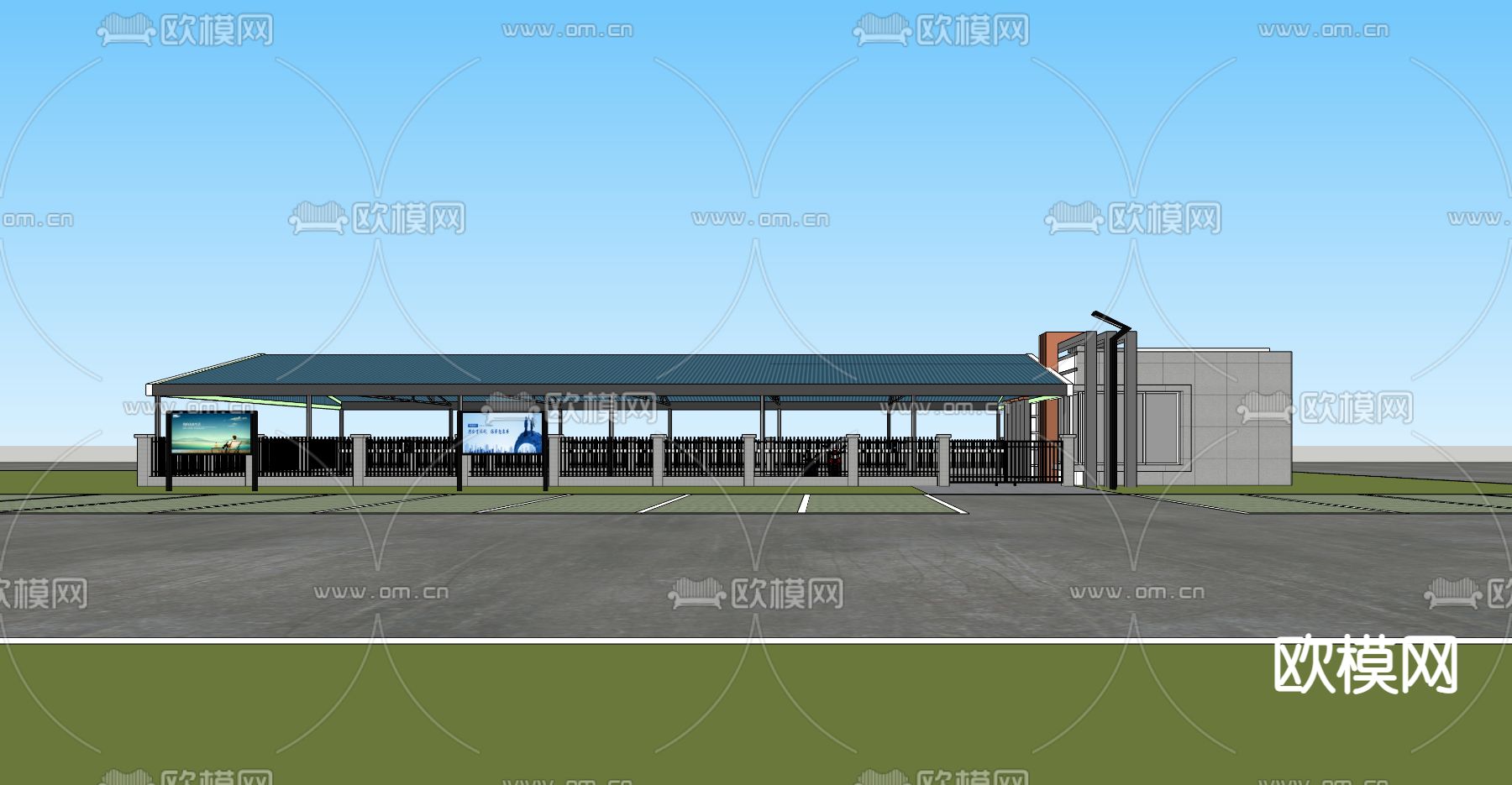 现代停车场su模型下载（渲染图3）
