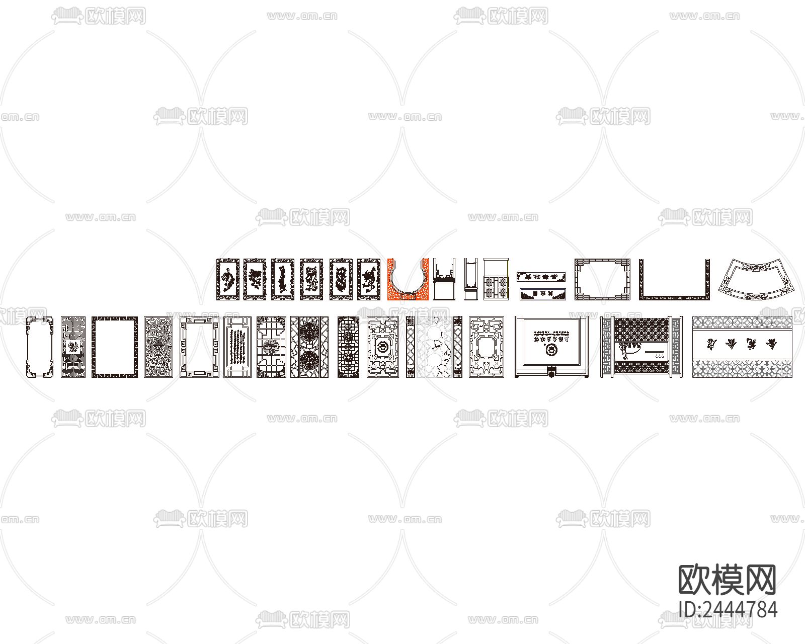 中式雕花cad图库下载（渲染图1）