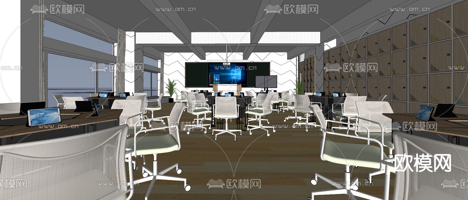 多媒体教室su模型下载（渲染图3）