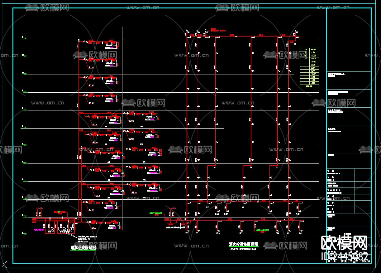 十二层住院病房改造给排水cad施工图下载（渲染图3）