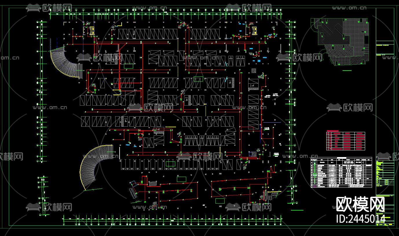 农贸批发市场地下室电气cad施工图下载（渲染图4）