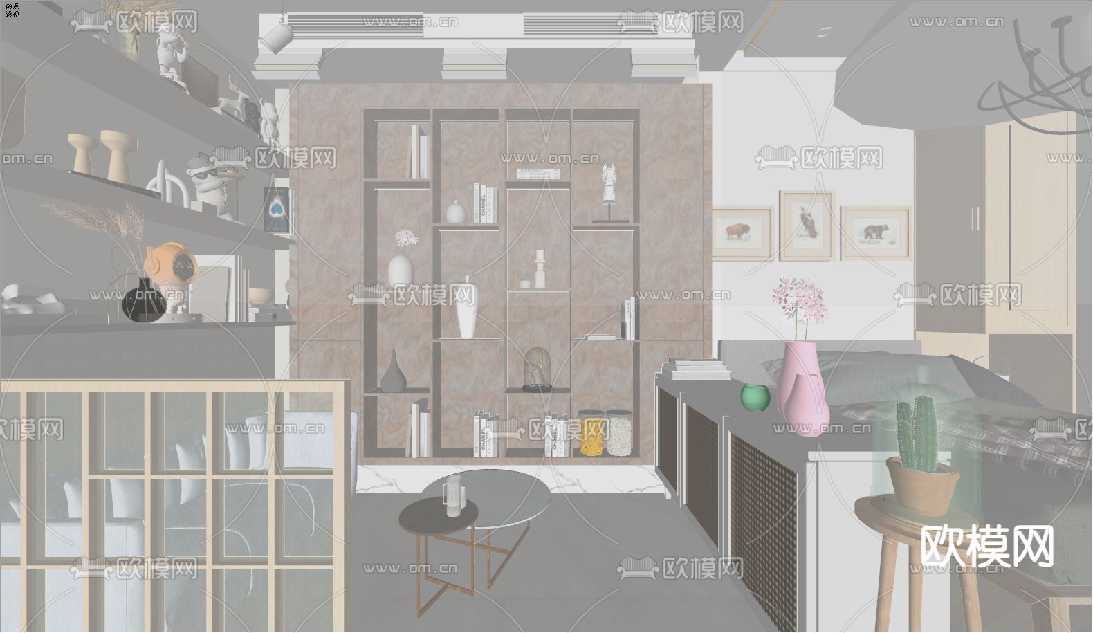 现代单身公寓家居su模型下载（渲染图7）