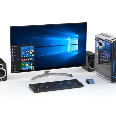  显示器 主机 键鼠 音响su模型 