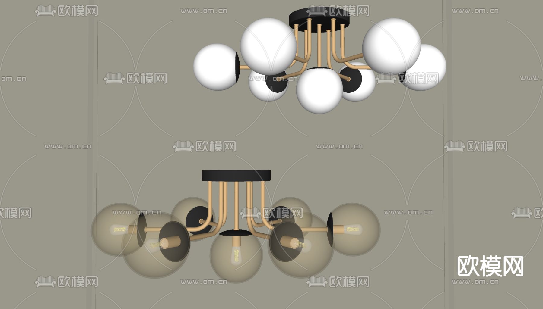 Aployt 多头吊灯su模型下载（渲染图2）