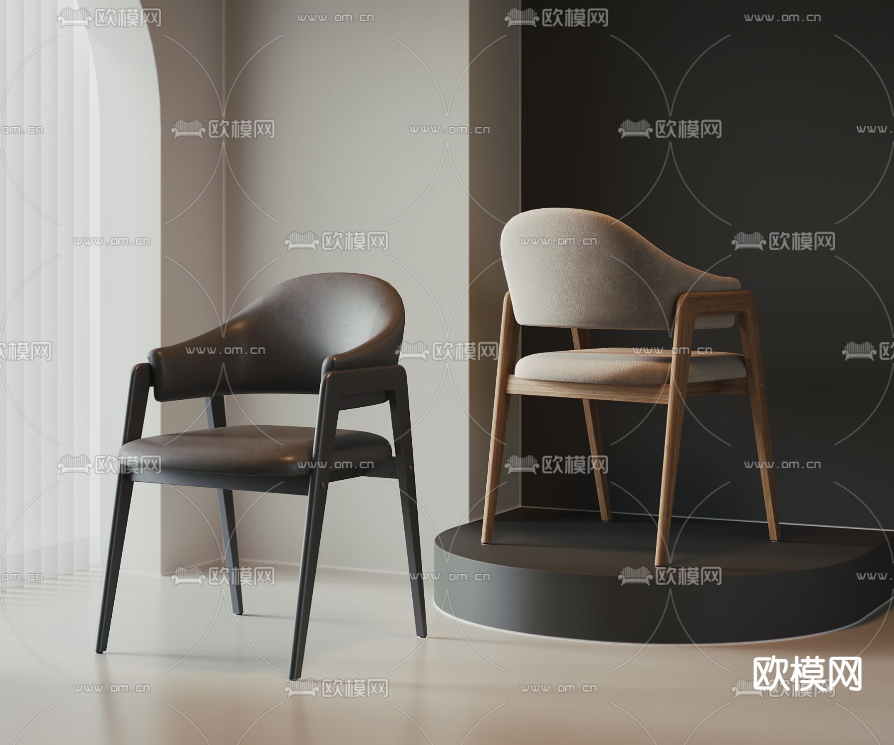 单椅子 餐椅su模型下载（渲染图1）