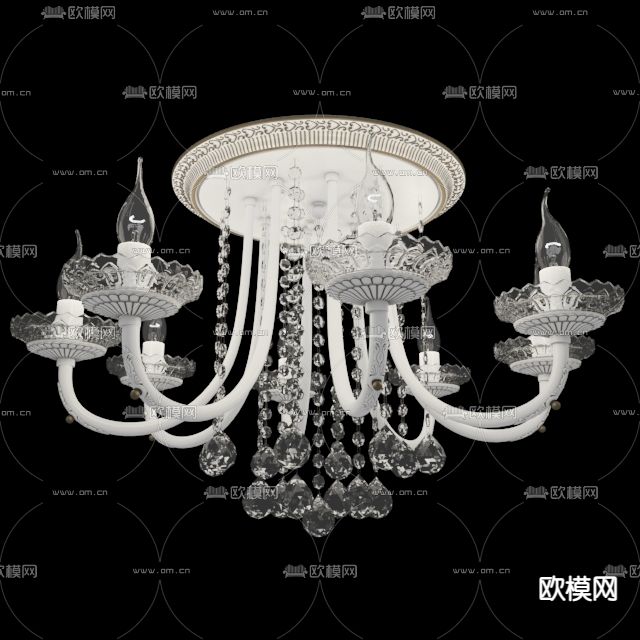 欧式古典水晶艺术吊灯免费3d模型下载