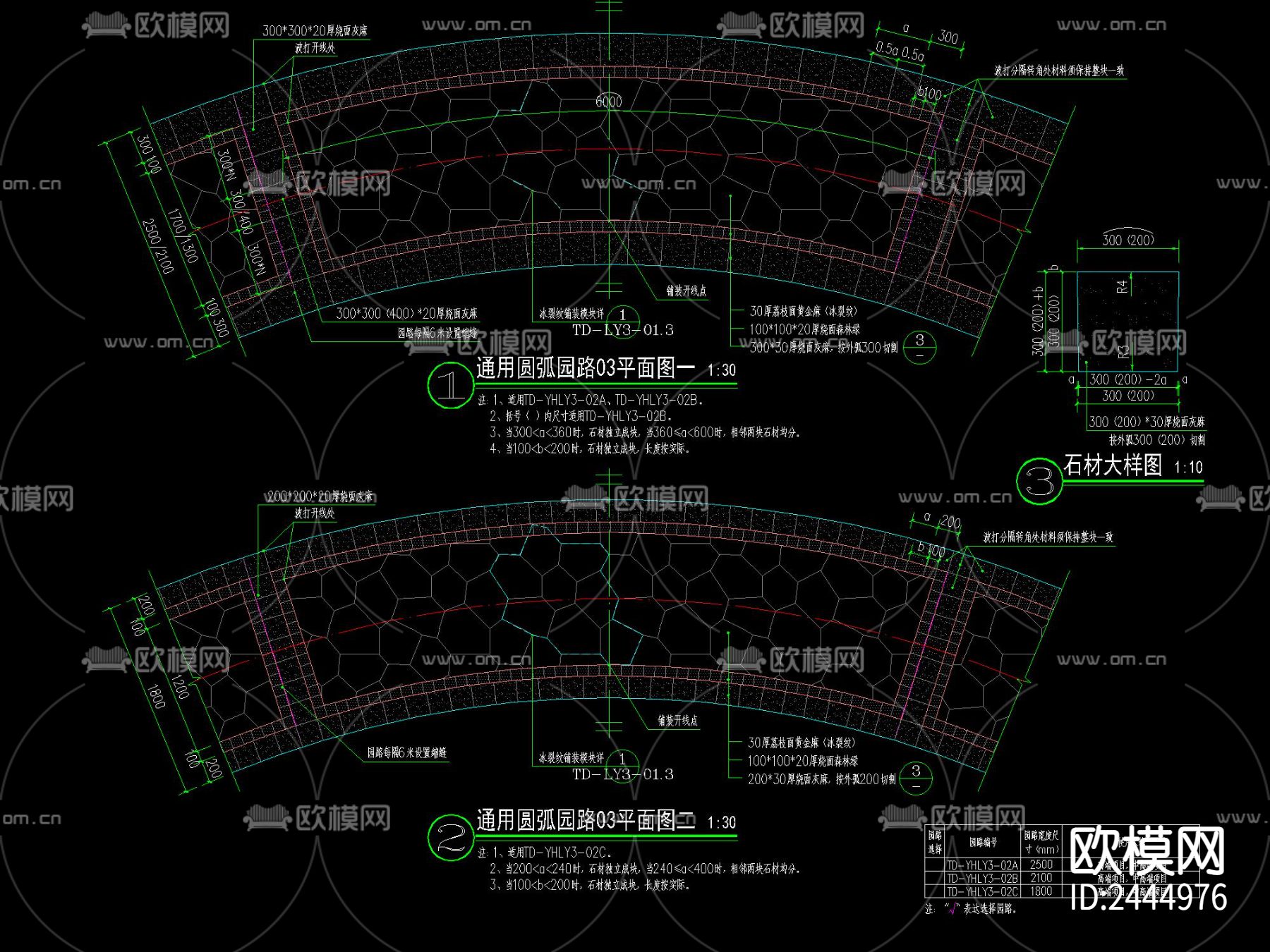 现代 花岗岩石材园路铺装节点大样下载（渲染图9）