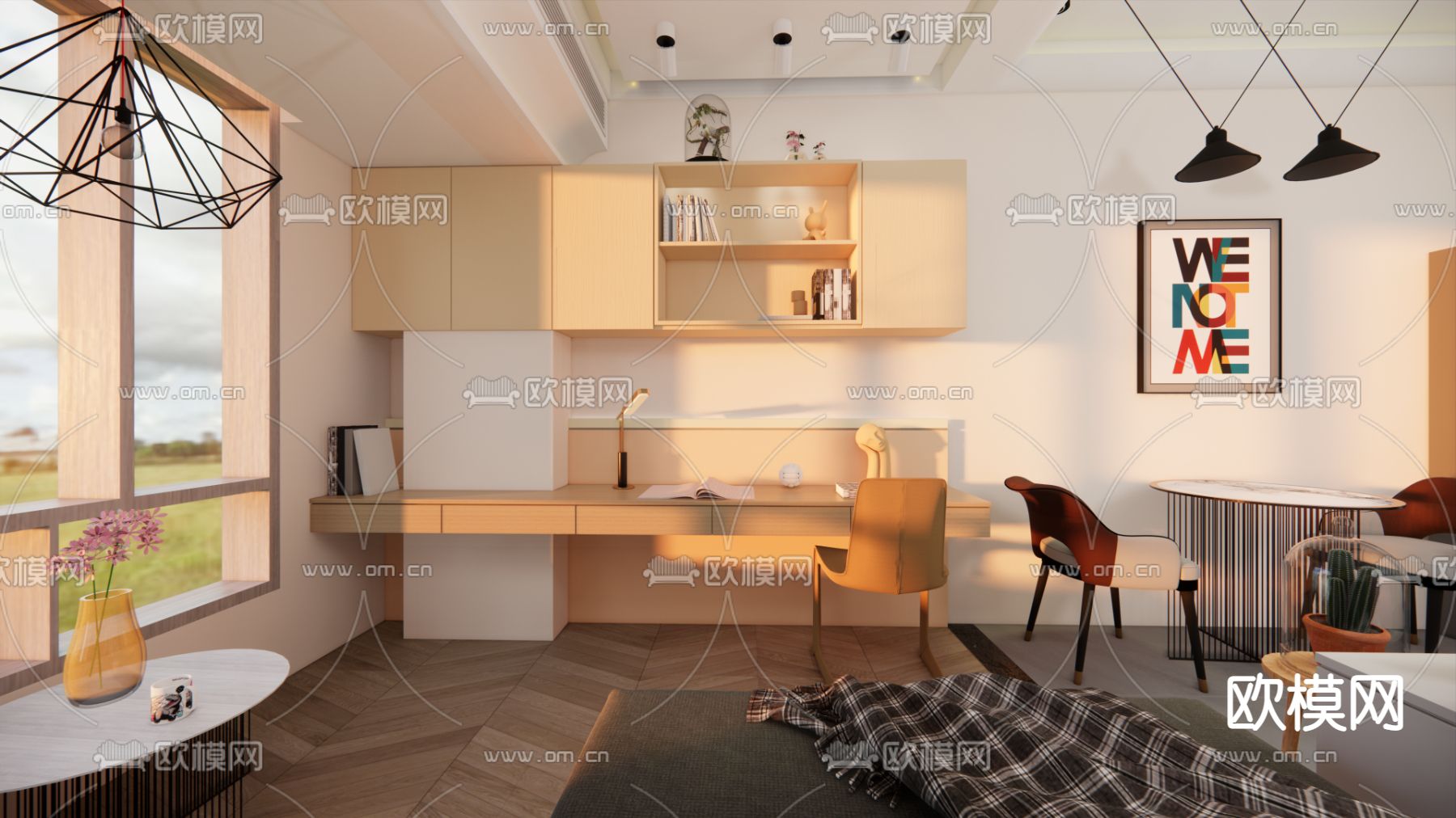 现代单身公寓家居su模型下载（渲染图6）