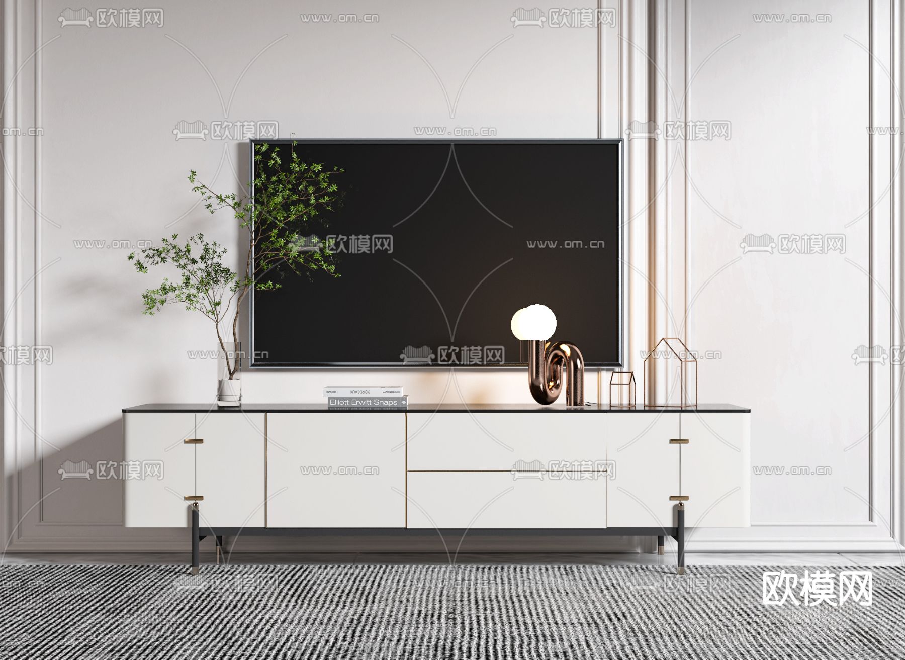 现代电视柜3d模型下载