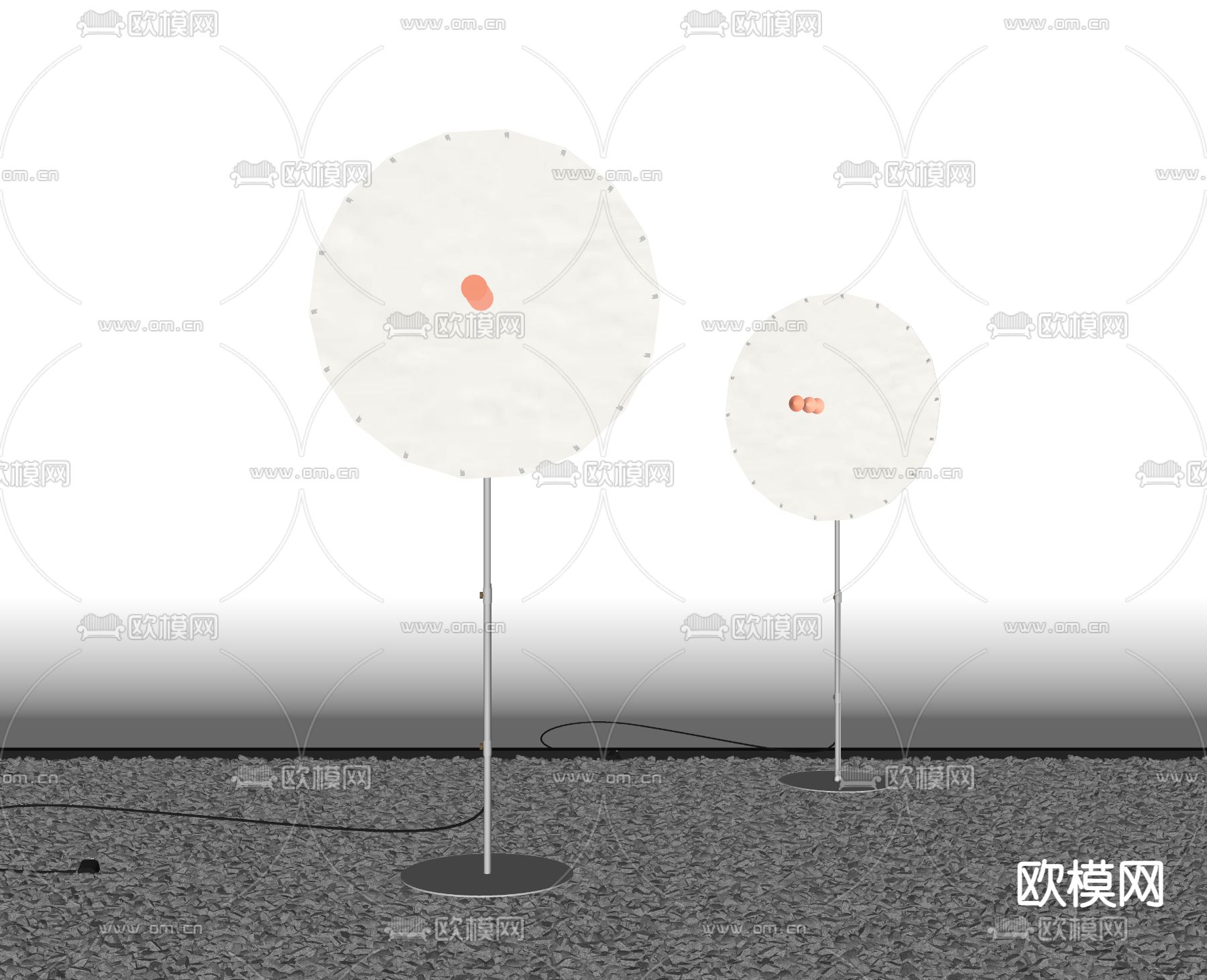 侘寂风圆盘落地灯su模型下载（渲染图2）