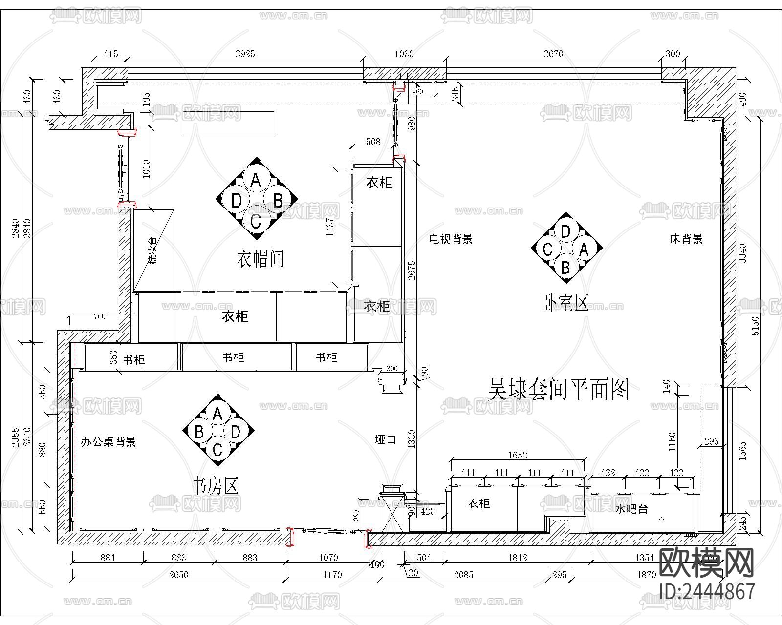 欧式护墙板拆单图节点大样下载（渲染图3）