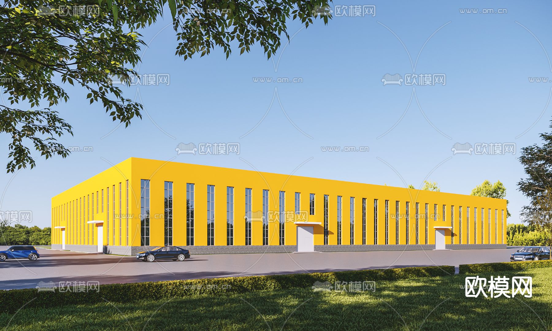 工业厂房外观su模型下载（渲染图1）