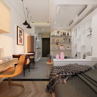  现代单身公寓家居su模型 