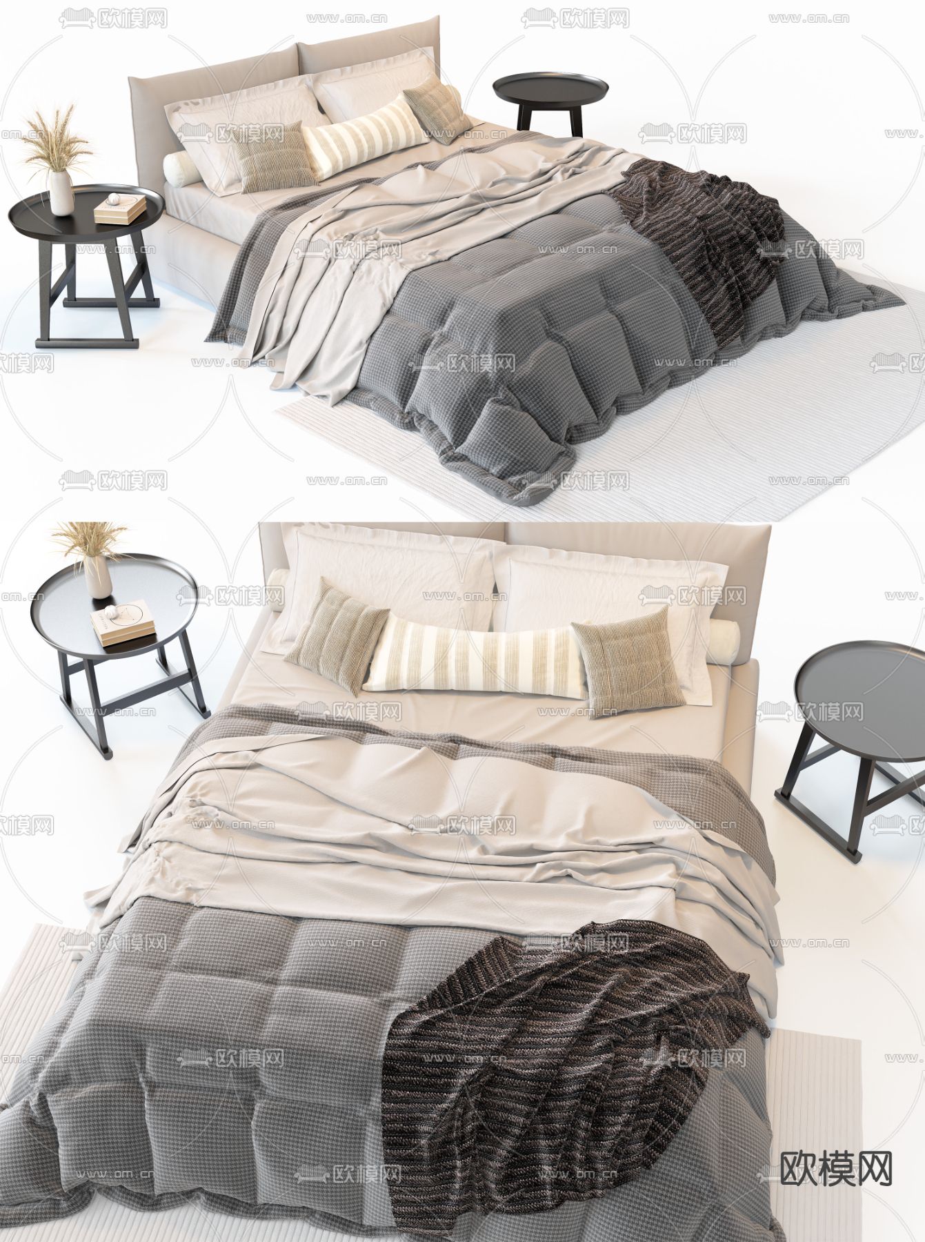 意大利 Meridiani Scott 双人床3d模型下载（渲染图1）