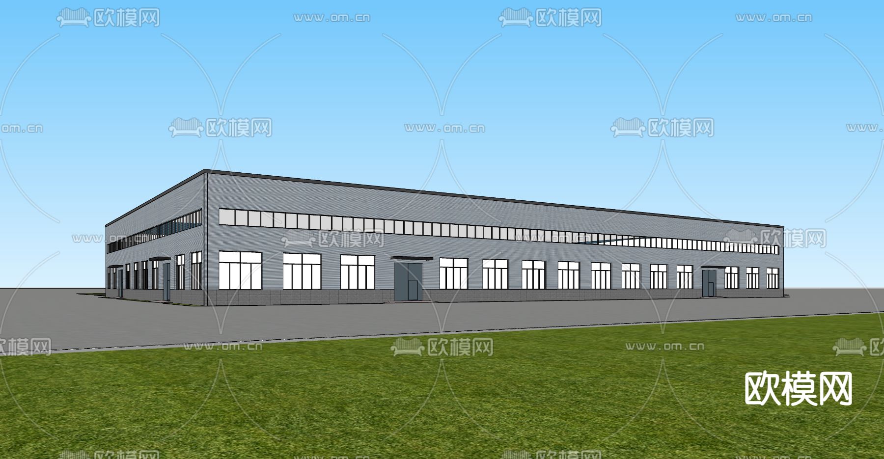 工业风厂房外观su模型下载（渲染图3）