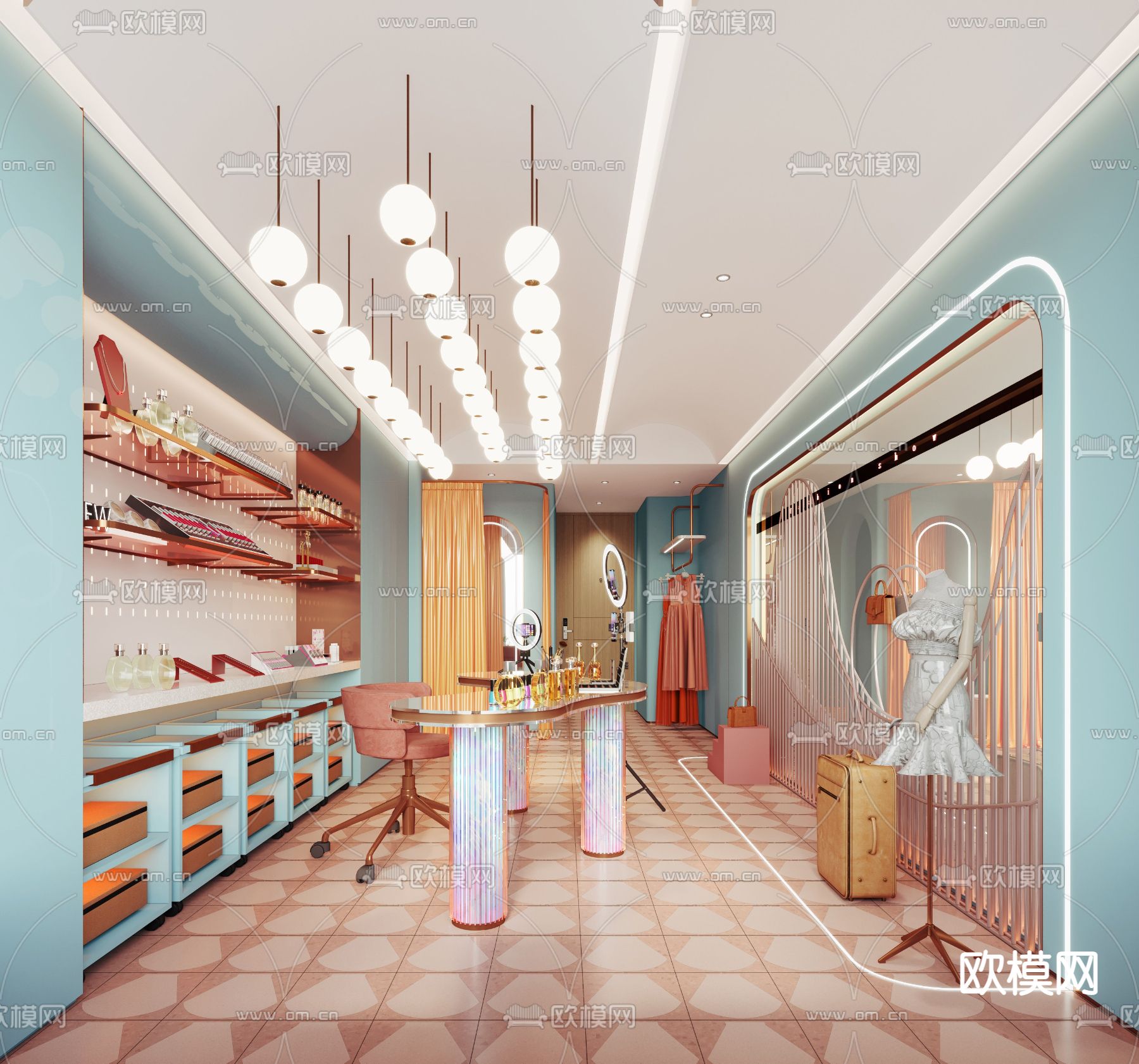 网红直播间3d模型下载（渲染图1）