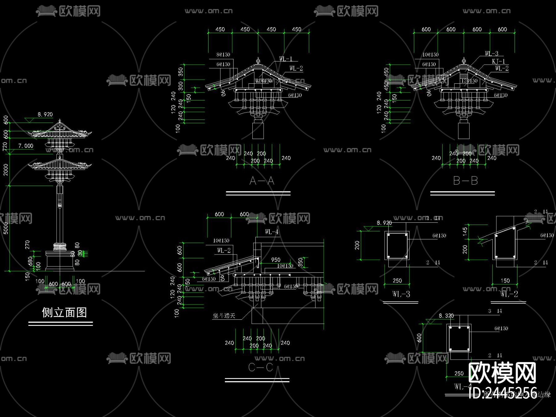 中式 状元坊 牌坊 详图下载（渲染图3）