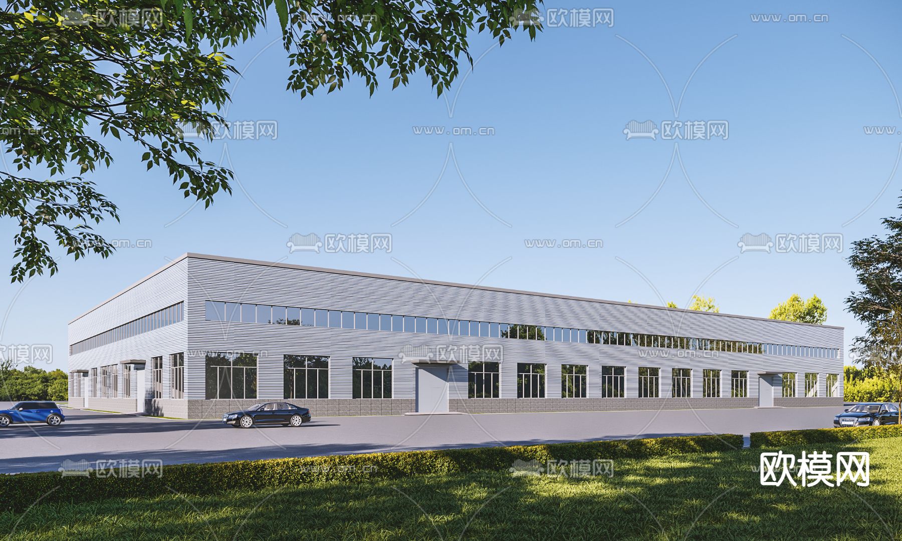 工业风厂房外观su模型下载（渲染图1）