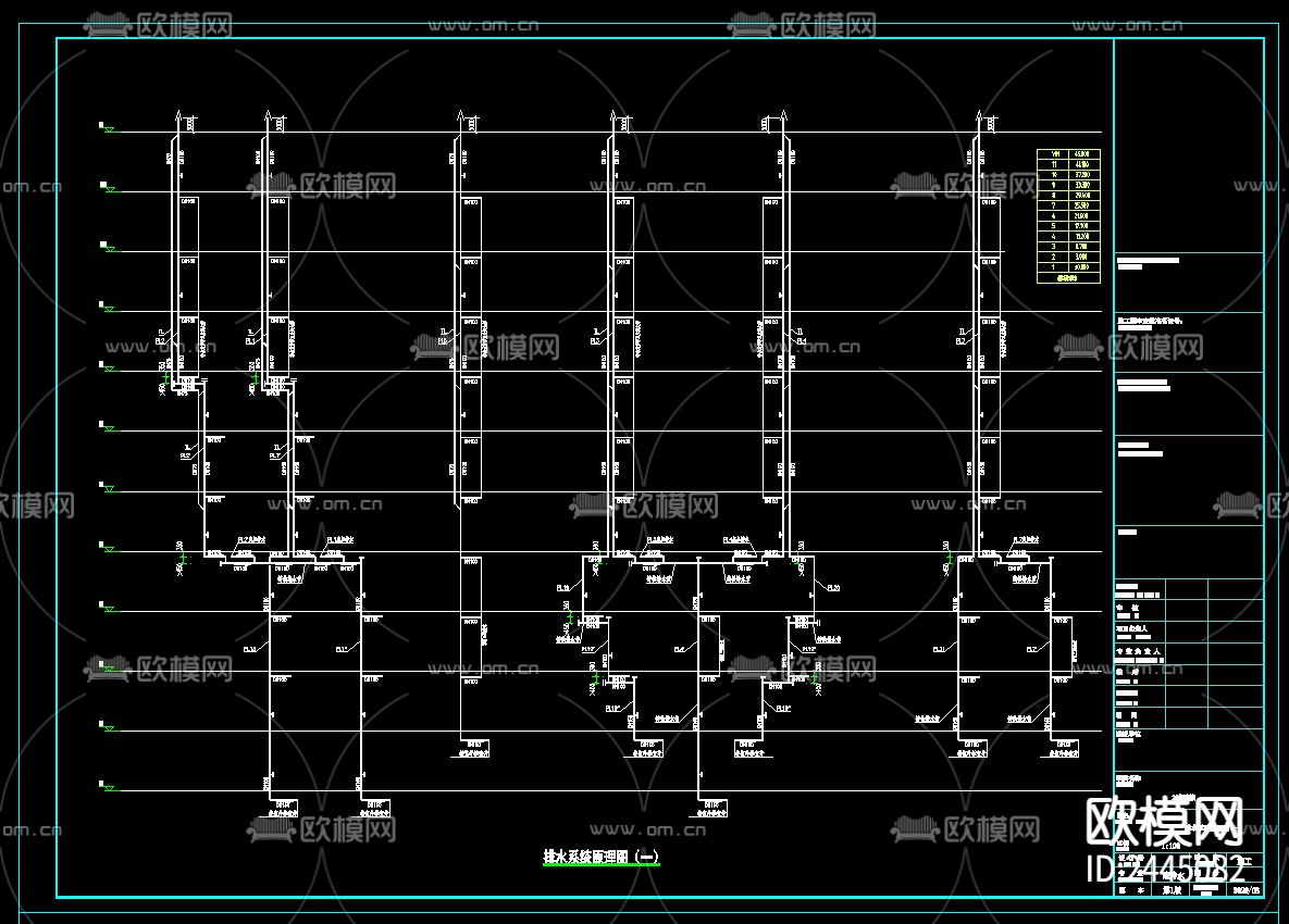 十二层住院病房改造给排水cad施工图下载（渲染图2）