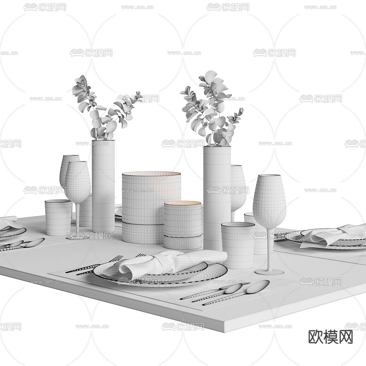 西餐餐具 餐盘3d模型下载（渲染图3）