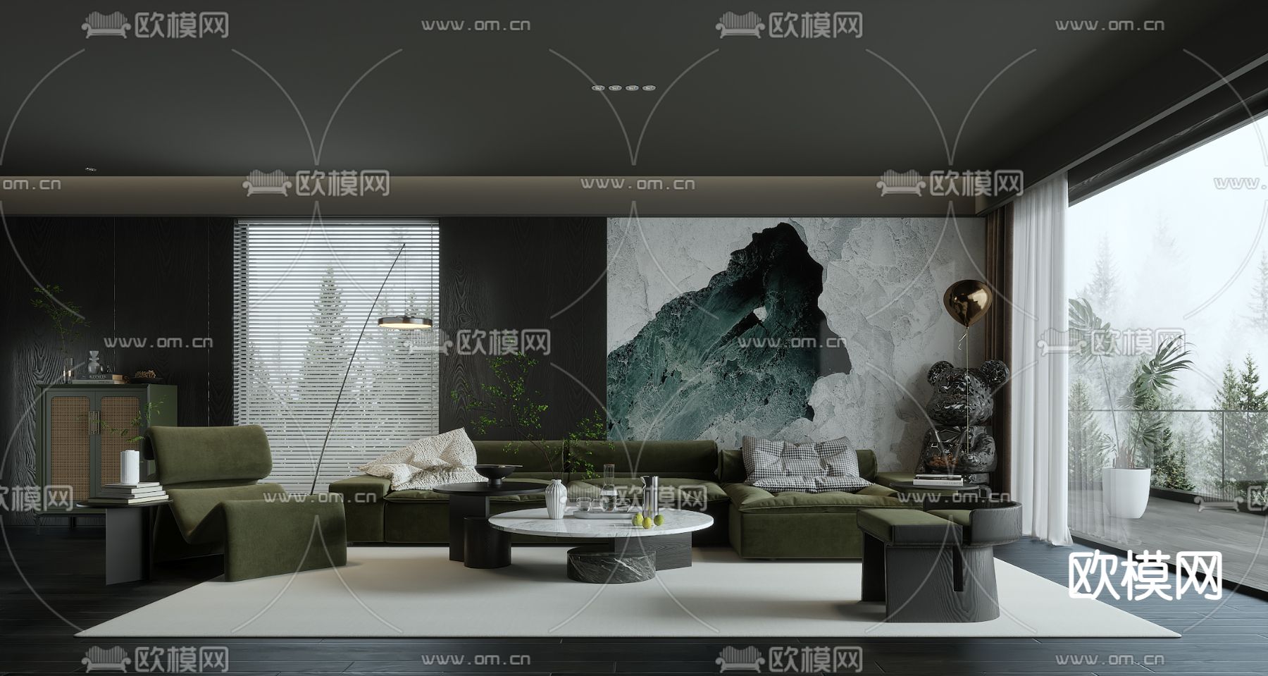 暗黑风组合沙发3d模型下载