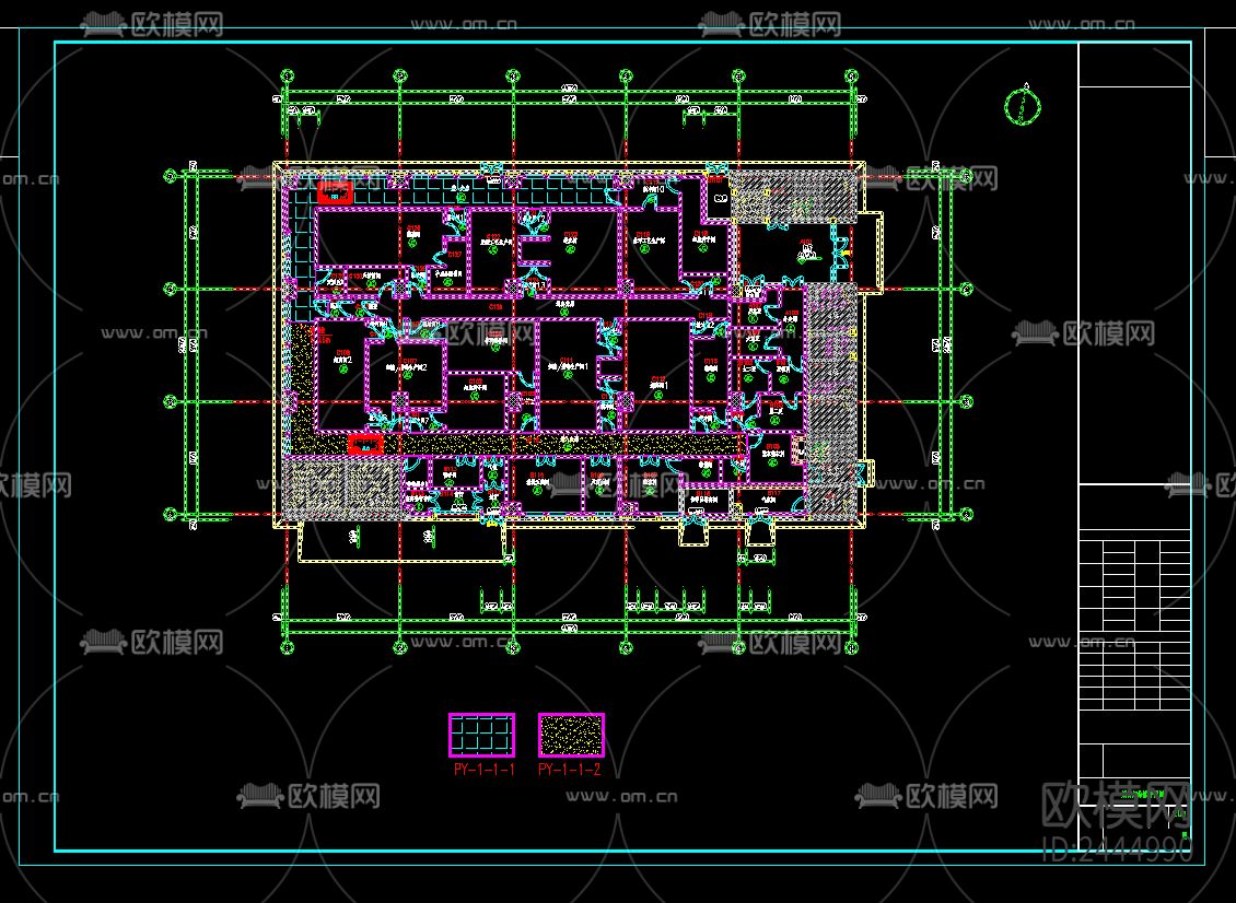 单层厂房生产车间暖通cad施工图下载（渲染图3）