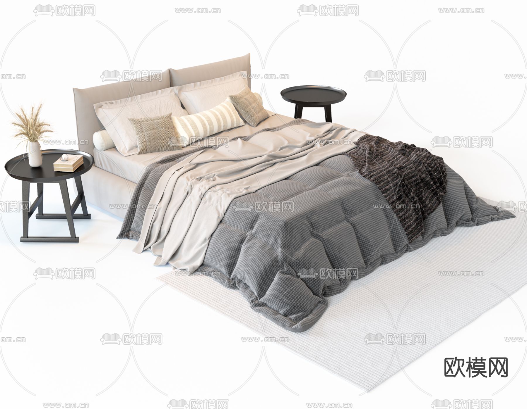 意大利 Meridiani Scott 双人床3d模型下载（渲染图2）