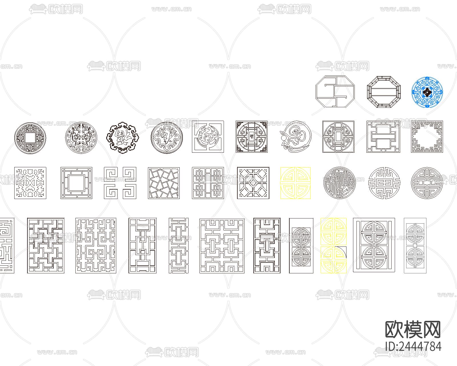 中式雕花cad图库下载（渲染图3）