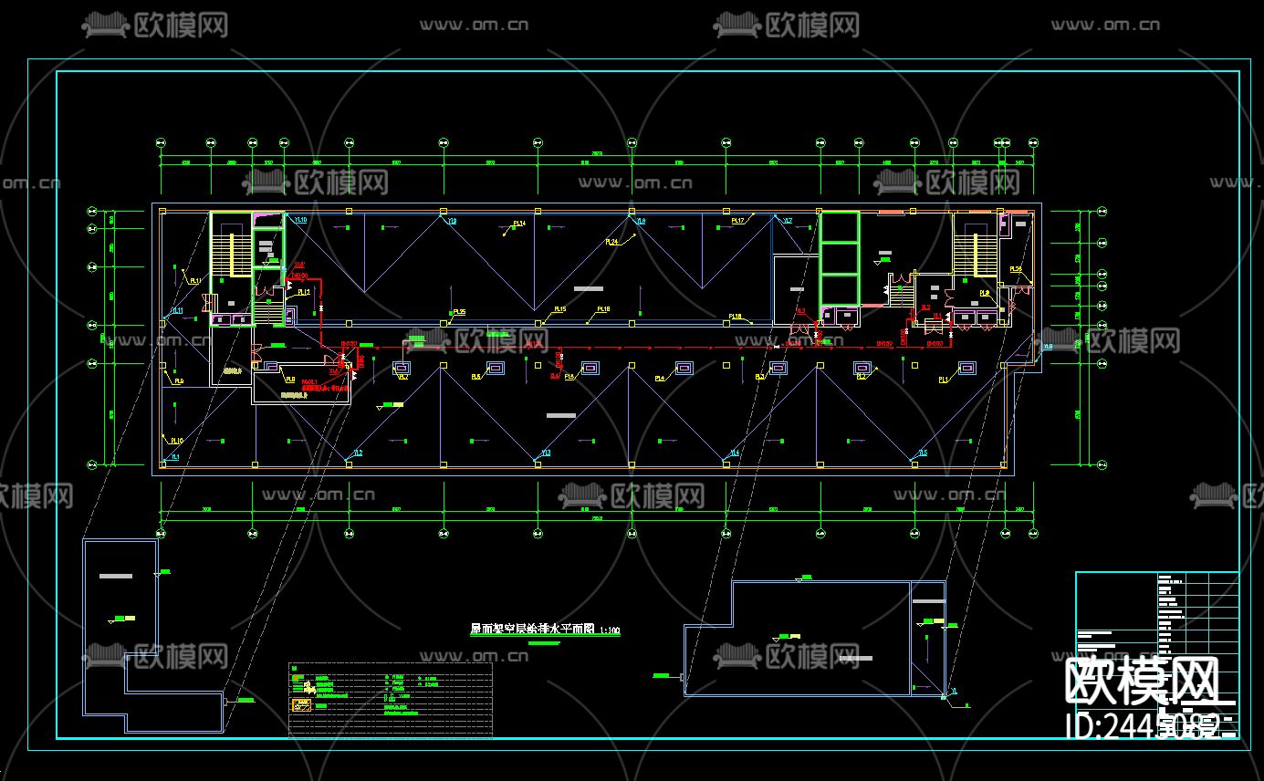 十二层住院病房改造给排水cad施工图下载（渲染图5）