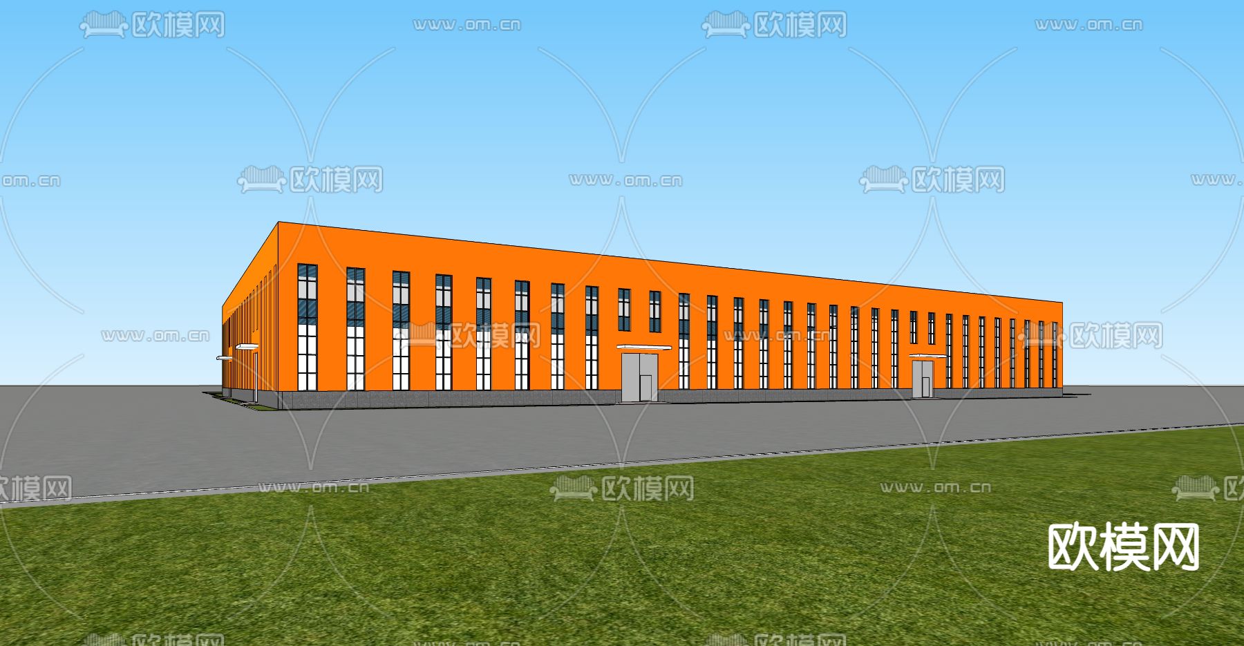 工业厂房外观su模型下载（渲染图2）