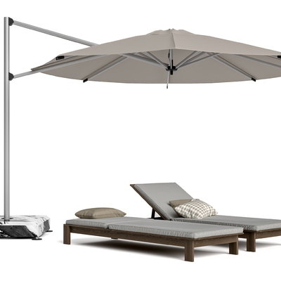  户外躺椅 遮阳伞su模型 