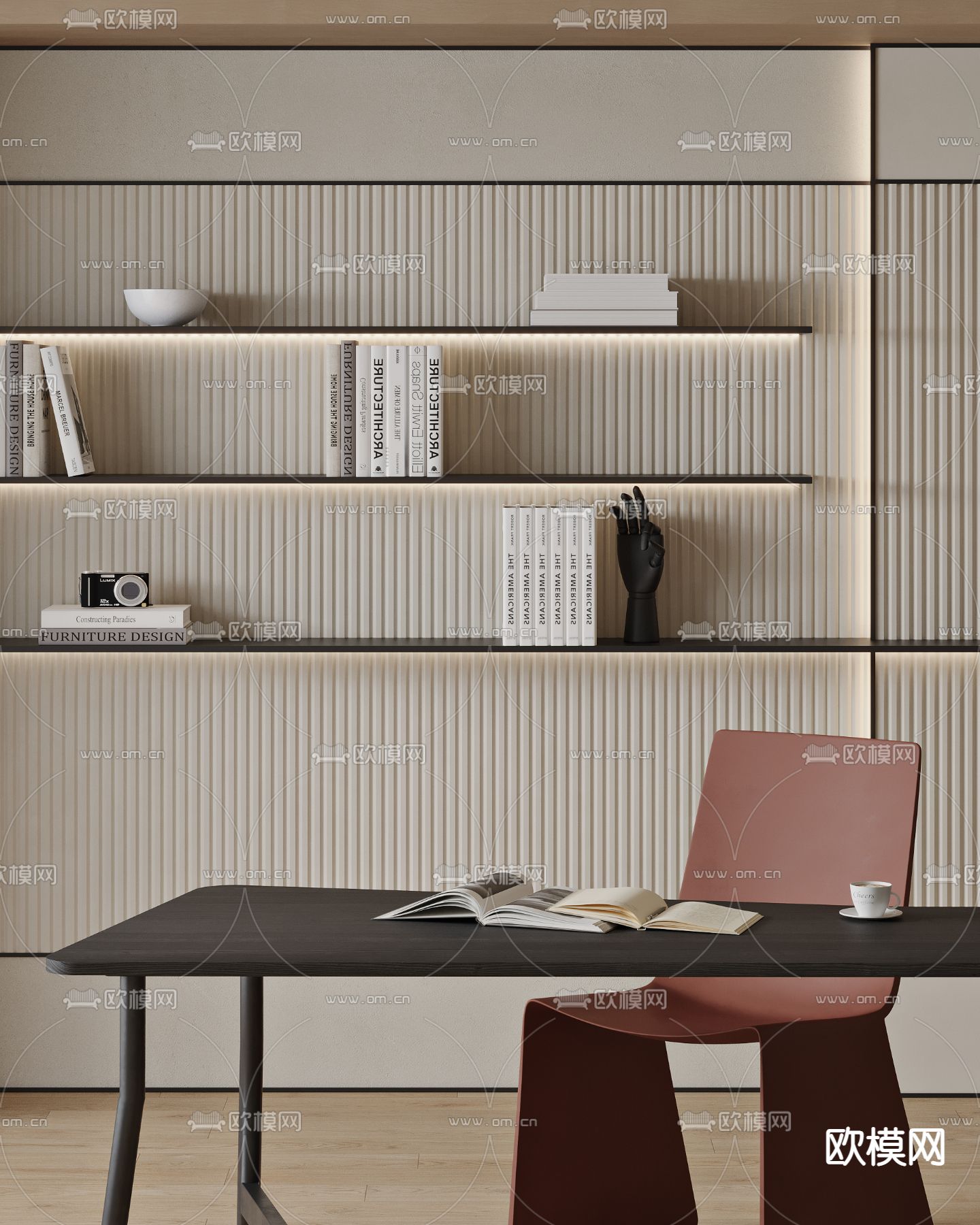 侘寂风书房3d模型下载（渲染图2）