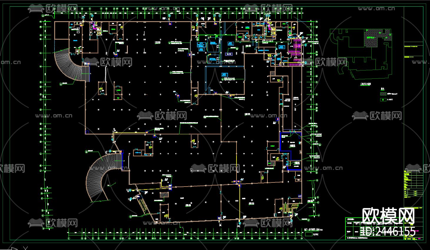 农贸市场地下室给排水CAD施工图下载（渲染图2）