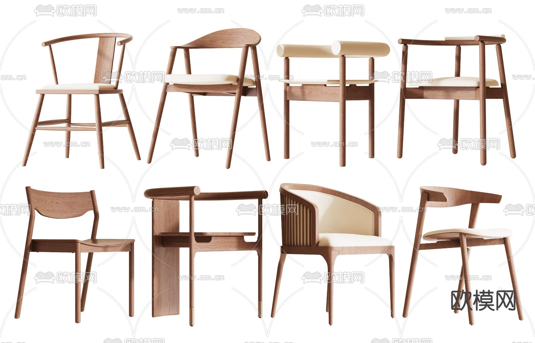 侘寂风休闲椅子3d模型下载