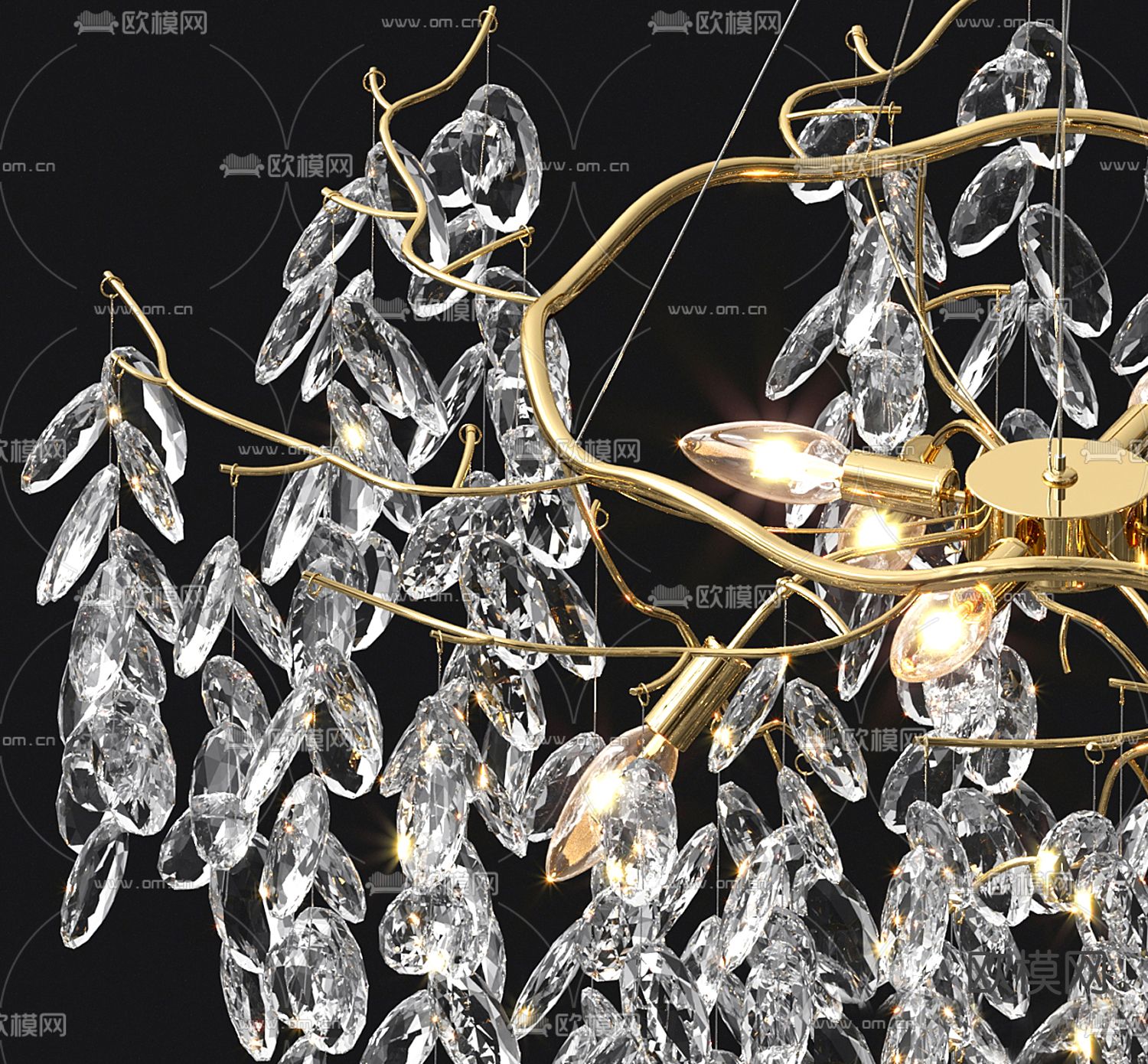 Sofia Jasna水晶吊灯 树叶吊灯3d模型下载（渲染图2）