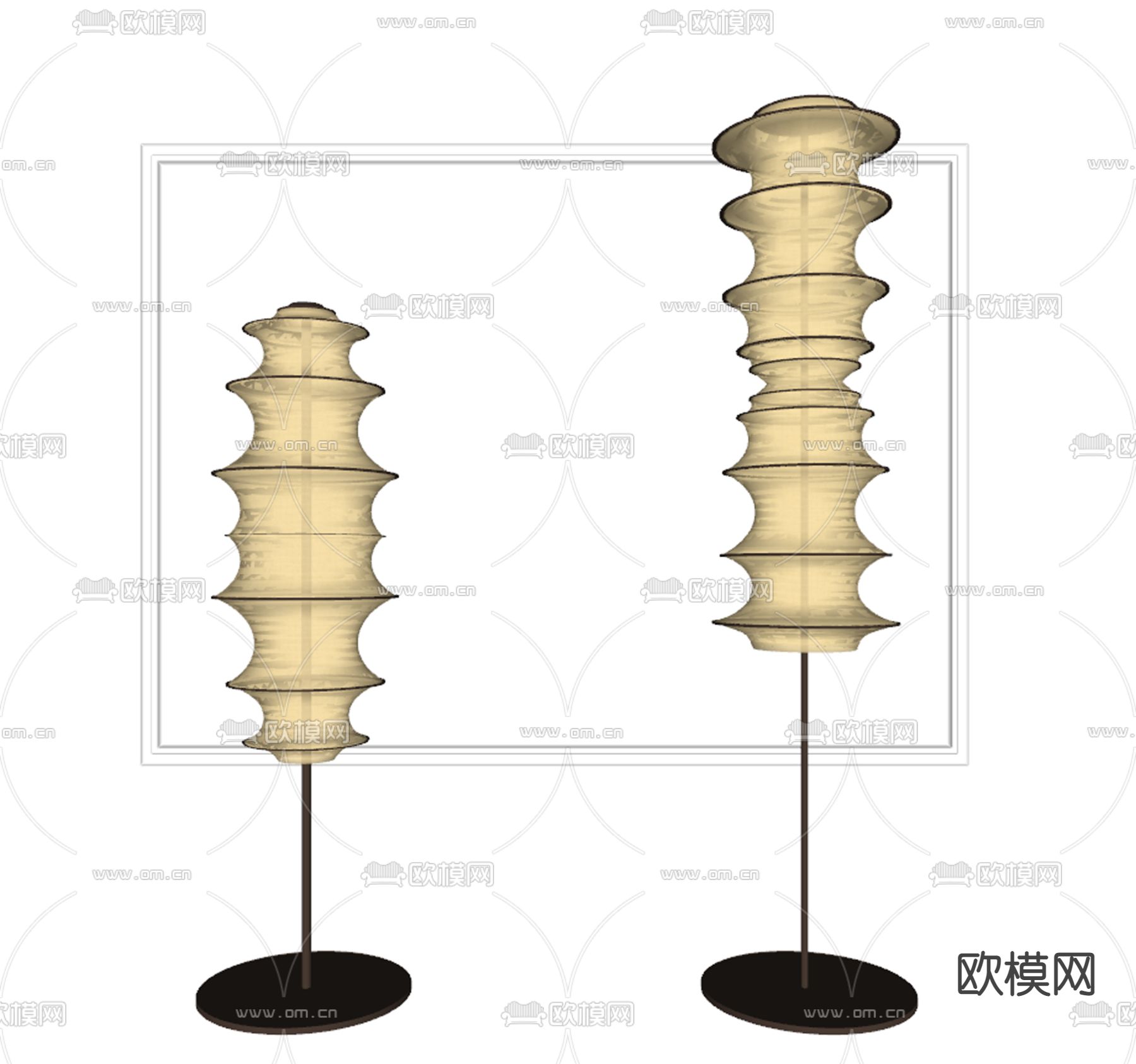 现代竹节落地灯su模型下载（渲染图2）