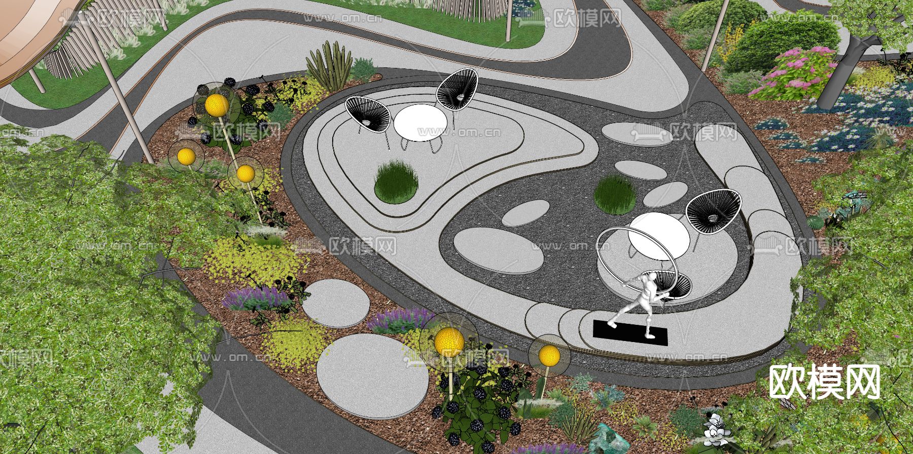 现代公园景观su模型下载（渲染图9）