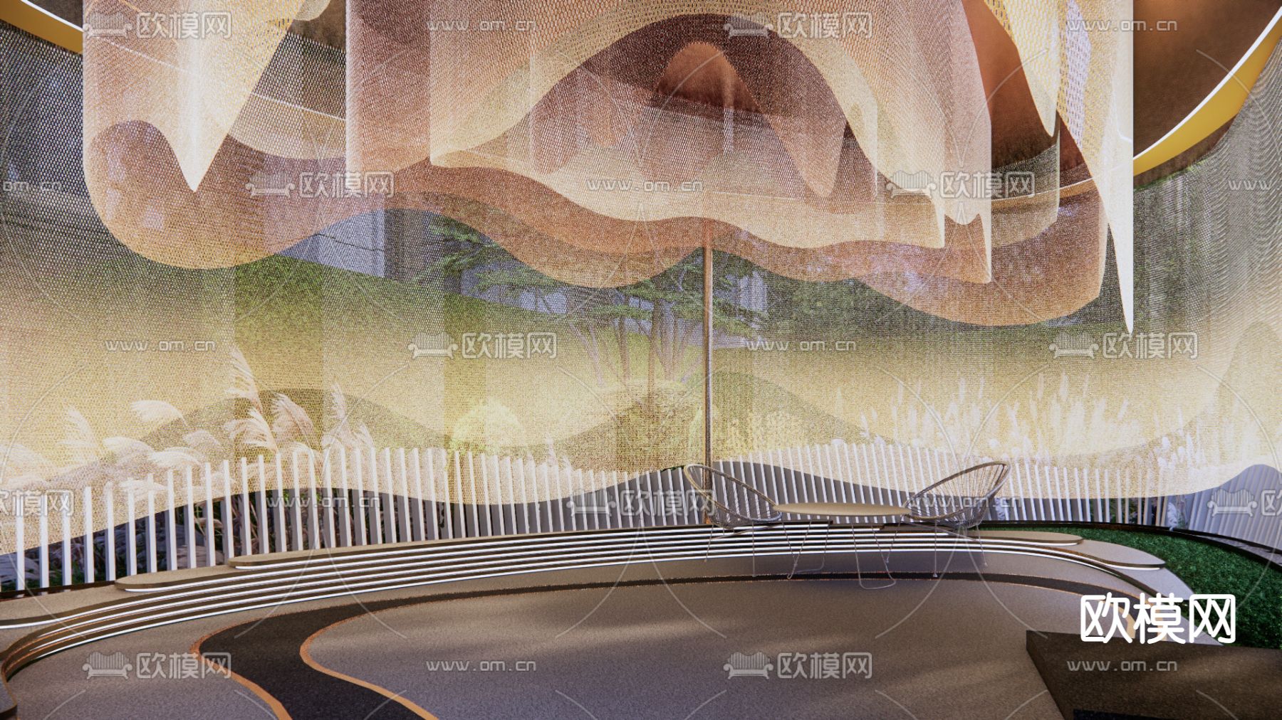 现代公园景观su模型下载（渲染图4）