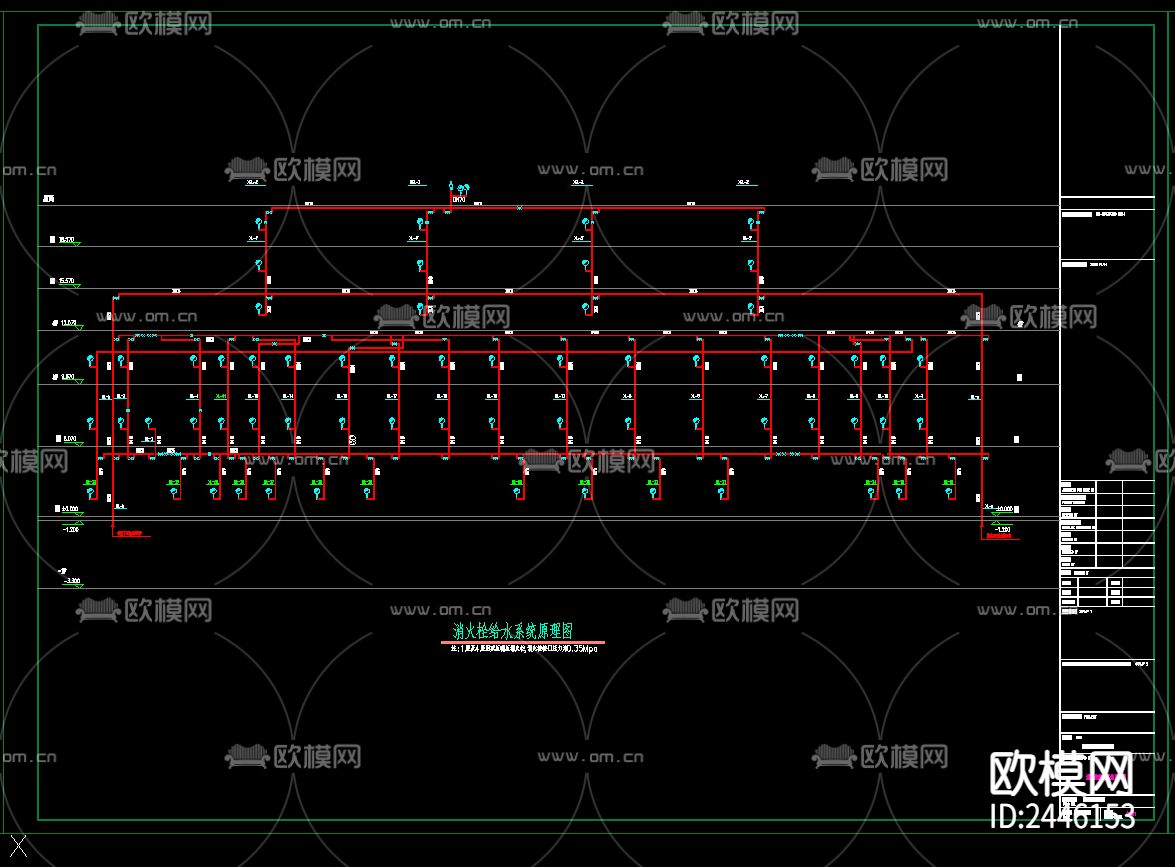 农贸市场综合楼给排水CAD施工图下载（渲染图6）