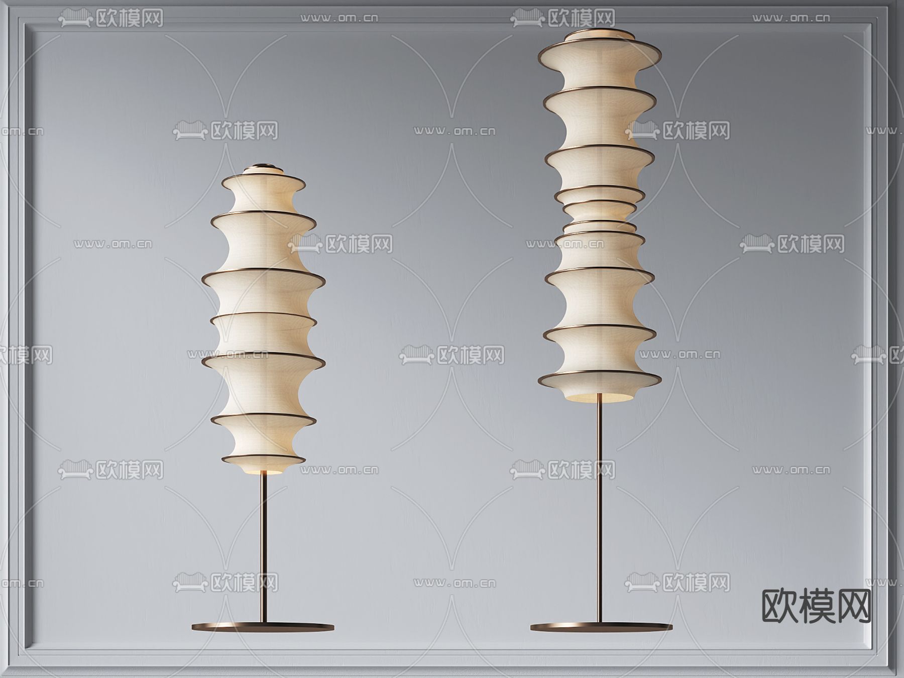 现代竹节落地灯su模型下载（渲染图1）