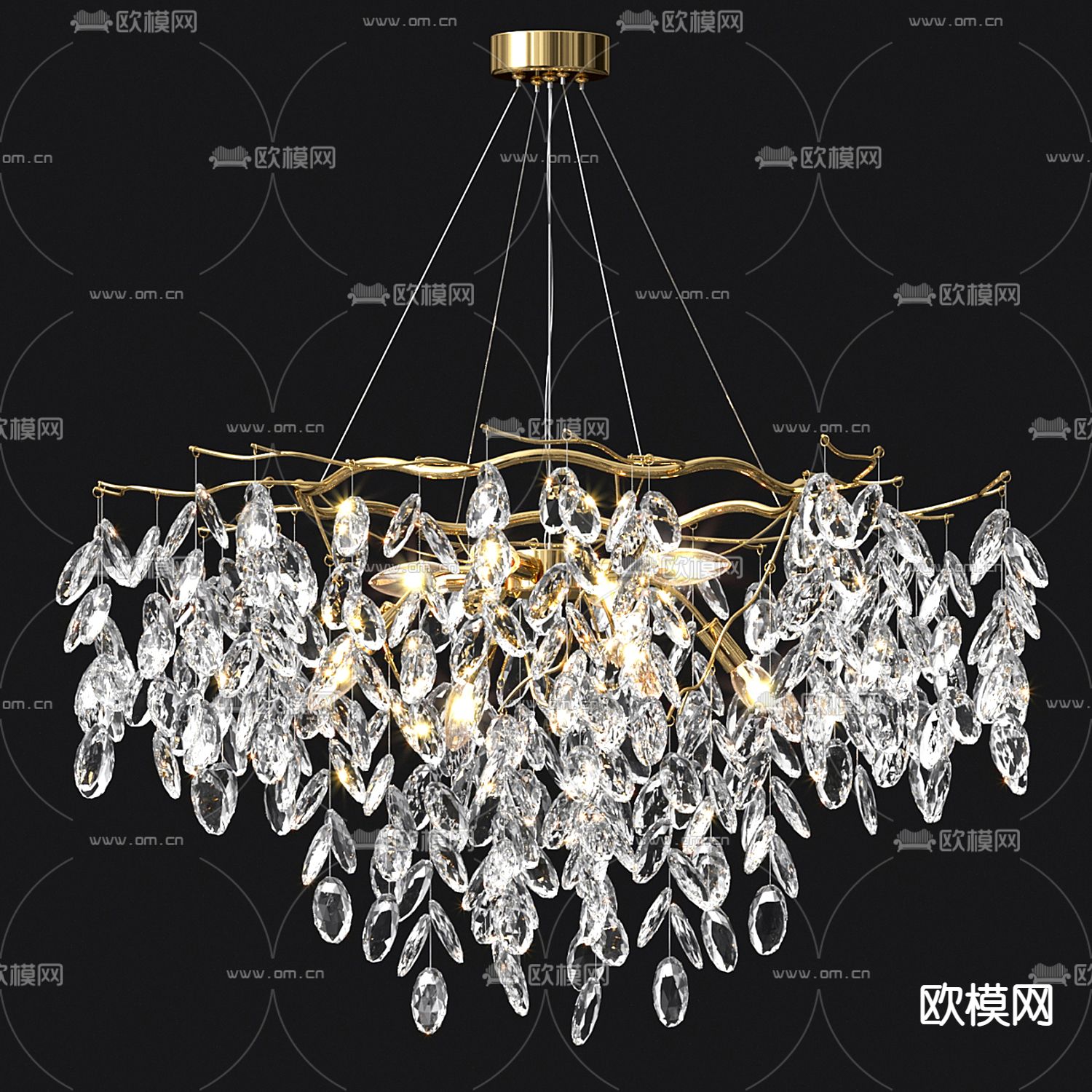 Sofia Jasna水晶吊灯 树叶吊灯3d模型下载（渲染图1）
