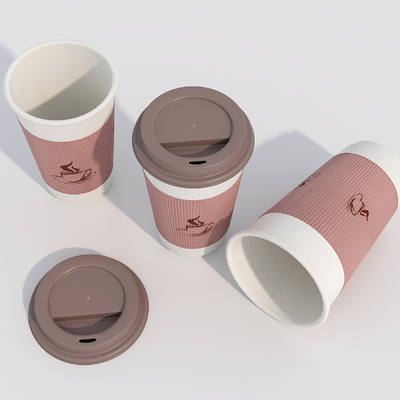  纸杯 奶茶 咖啡杯su模型 