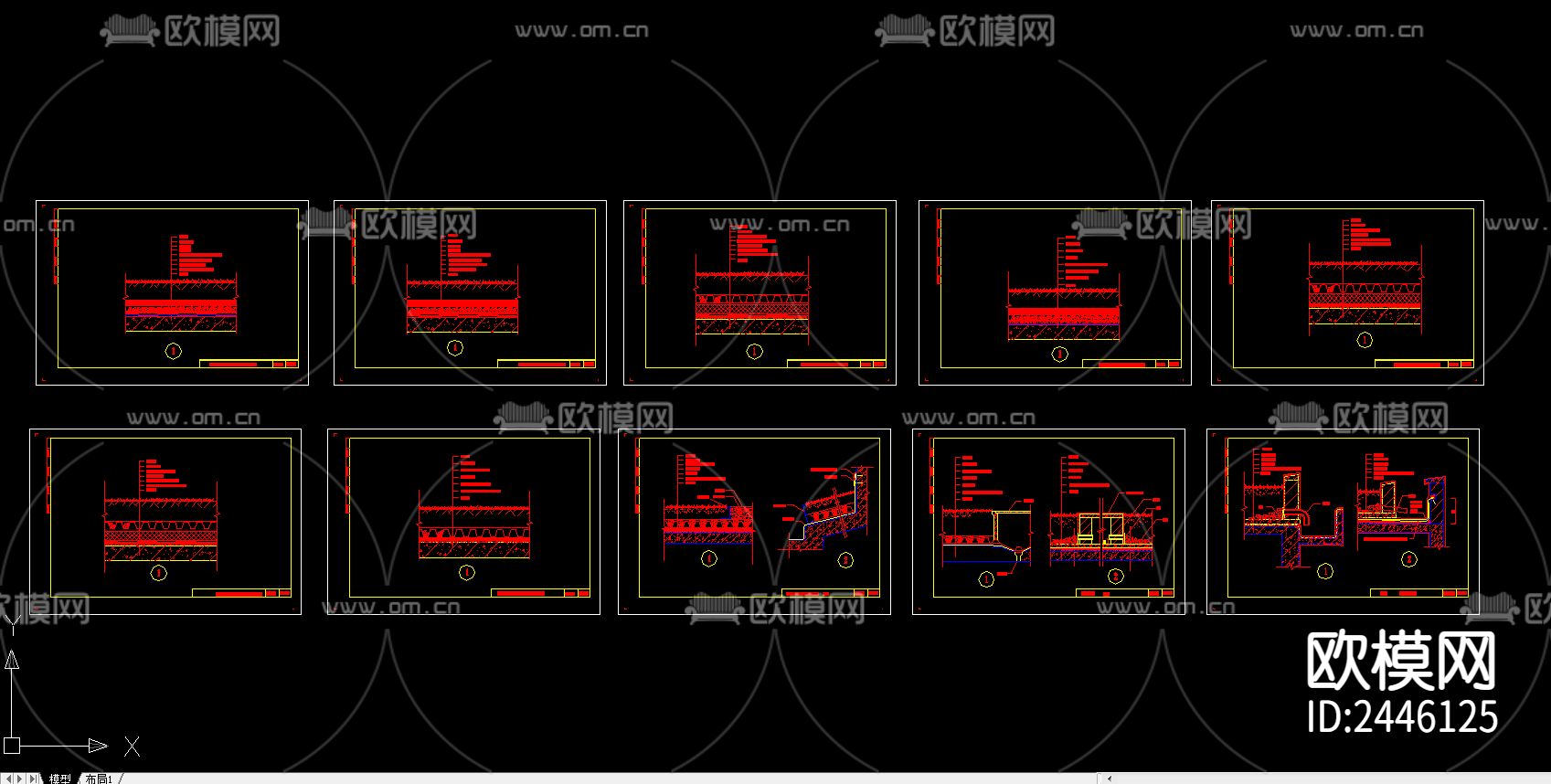 落水口CAD节点大样下载（渲染图1）