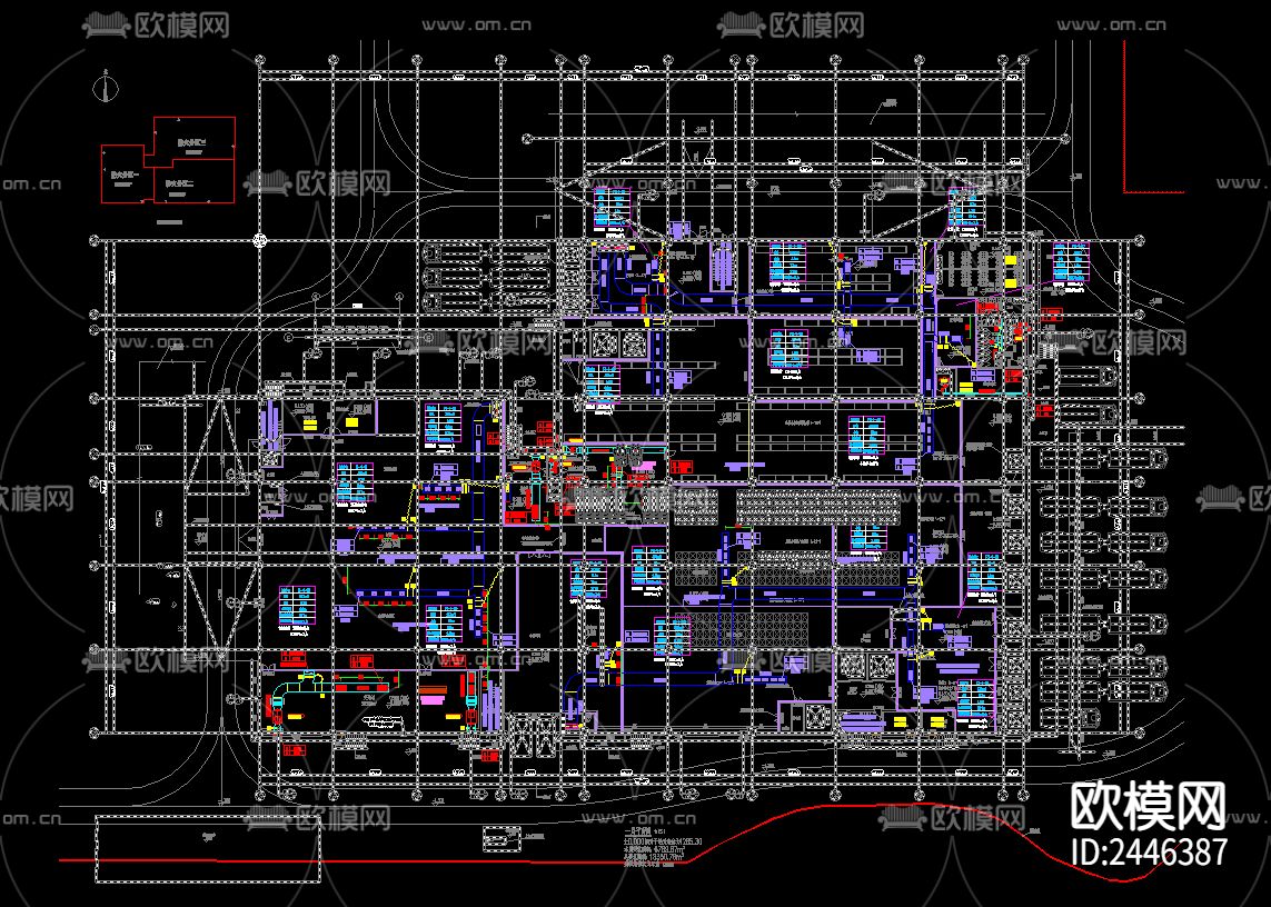 物流仓库暖通CAD施工图下载（渲染图1）